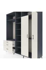 Kronos Dolap 10 Raflı 3 Çekmeceli 2 Askılı 220x59x243 Antrasit-Aytaşı/Aytaşı