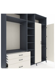 Kronos Dolap 10 Raflı 3 Çekmeceli 2 Askılı 220x59x243 Antrasit-Aytaşı/Aytaşı