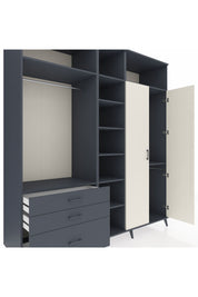 Kronos Dolap 10 Raflı 3 Çekmeceli 2 Askılı 220x59x243 Antrasit-Aytaşı/Antrasit
