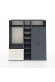 Kronos Dolap 10 Raflı 3 Çekmeceli 2 Askılı 220x59x243 Antrasit-Antrasit/Aytaşı