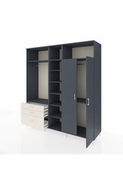 Kronos Dolap 10 Raflı 3 Çekmeceli 2 Askılı 220x59x243 Antrasit-Antrasit/Aytaşı