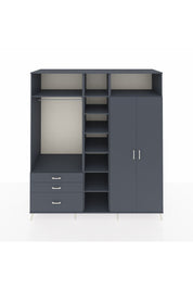 Kronos Dolap 10 Raflı 3 Çekmeceli 2 Askılı 220x59x243 Antrasit-Antrasit/Antrasit