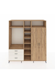 Kronos Dolap 10 Raflı 3 Çekmeceli 2 Askılı 220x59x243 Çam-Çam/Aytaşı