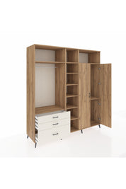 Kronos Dolap 10 Raflı 3 Çekmeceli 2 Askılı 220x59x243 Çam-Çam/Aytaşı