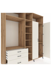 Kronos Dolap 10 Raflı 3 Çekmeceli 2 Askılı 220x59x243 Çam-Aytaşı/Aytaşı