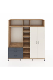 Kronos Dolap 10 Raflı 3 Çekmeceli 2 Askılı 220x59x243 Çam-Aytaşı/Antrasit