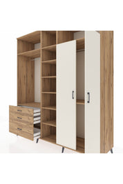 Kronos Dolap 10 Raflı 3 Çekmeceli 2 Askılı 220x59x243 Çam-Aytaşı/Çam