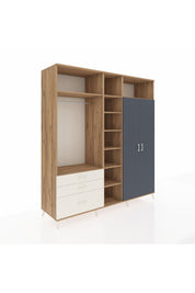 Kronos Dolap 10 Raflı 3 Çekmeceli 2 Askılı 220x59x243 Çam-Antrasit/Aytaşı