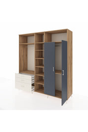 Kronos Dolap 10 Raflı 3 Çekmeceli 2 Askılı 220x59x243 Çam-Antrasit/Aytaşı