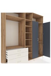 Kronos Dolap 10 Raflı 3 Çekmeceli 2 Askılı 220x59x243 Çam-Antrasit/Aytaşı