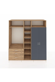 Kronos Dolap 10 Raflı 3 Çekmeceli 2 Askılı 220x59x243 Çam-Antrasit/Çam