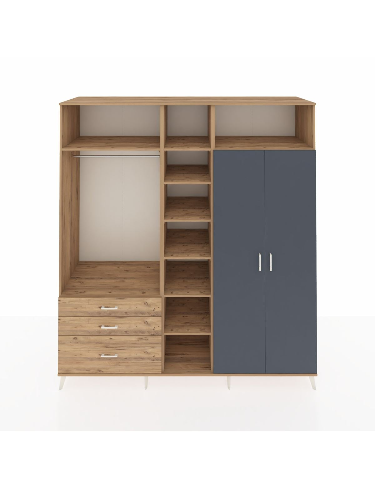 Kronos Dolap 10 Raflı 3 Çekmeceli 2 Askılı 220x59x243 - S784M054V27C