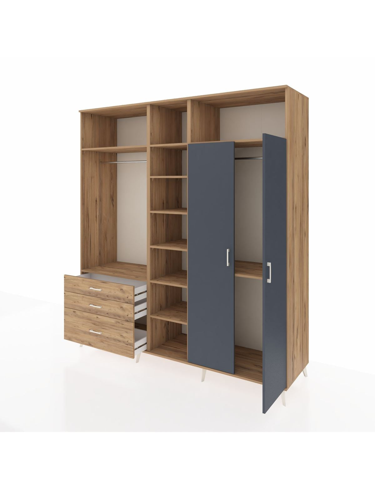 Kronos Dolap 10 Raflı 3 Çekmeceli 2 Askılı 220x59x243 - S784M054V27C