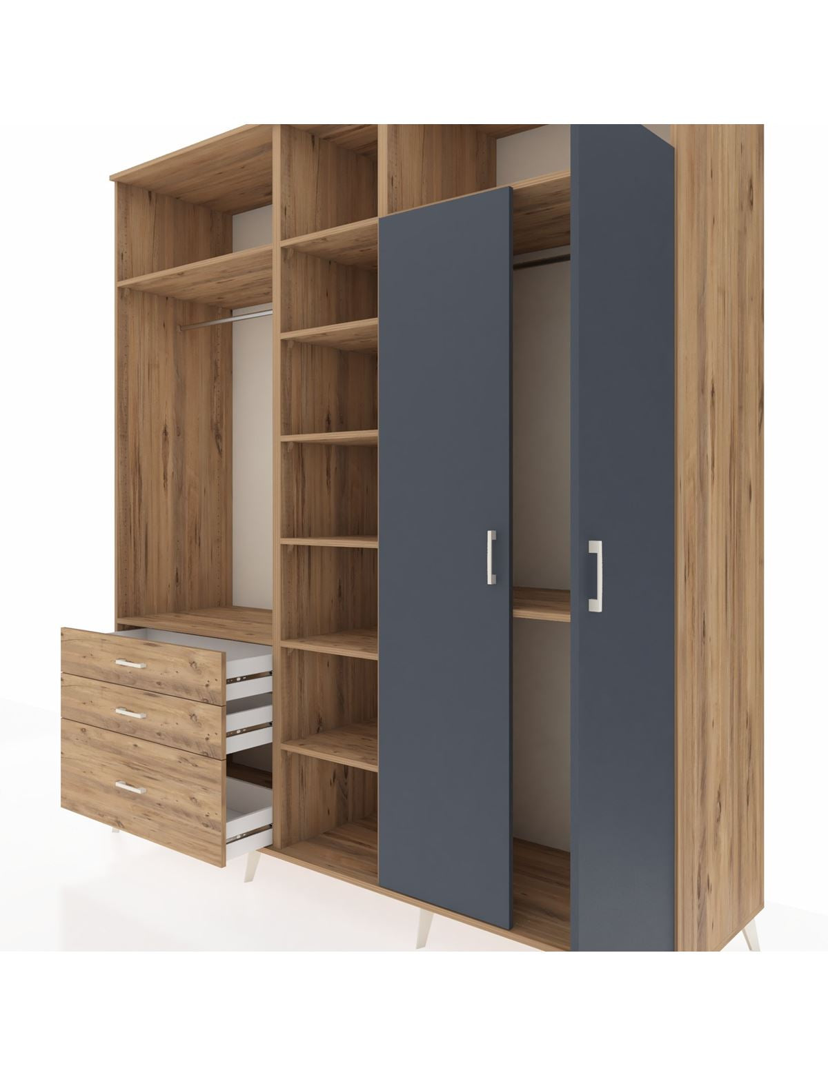 Kronos Dolap 10 Raflı 3 Çekmeceli 2 Askılı 220x59x243 - S784M054V27C