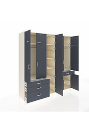 Kronos Dolap 11 Raflı 4 Çekmeceli 2 Askılı 220x59x243 Aytaşı-Antrasit/Antrasit