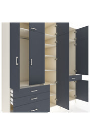 Kronos Dolap 11 Raflı 4 Çekmeceli 2 Askılı 220x59x243 Aytaşı-Antrasit/Antrasit