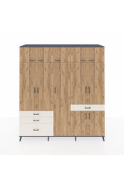 Kronos Dolap 11 Raflı 4 Çekmeceli 2 Askılı 220x59x243 Antrasit-Çam/Aytaşı