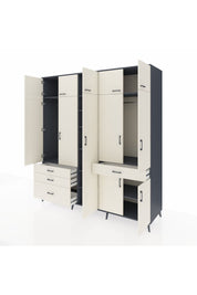 Kronos Dolap 11 Raflı 4 Çekmeceli 2 Askılı 220x59x243 Antrasit-Aytaşı/Aytaşı