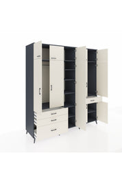 Kronos Dolap 11 Raflı 4 Çekmeceli 2 Askılı 220x59x243 Antrasit-Aytaşı/Aytaşı