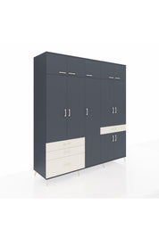 Kronos Dolap 11 Raflı 4 Çekmeceli 2 Askılı 220x59x243 Antrasit-Antrasit/Aytaşı