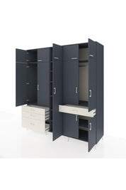 Kronos Dolap 11 Raflı 4 Çekmeceli 2 Askılı 220x59x243 Antrasit-Antrasit/Aytaşı