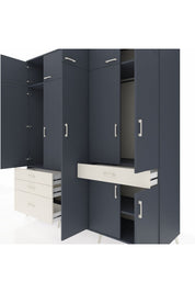 Kronos Dolap 11 Raflı 4 Çekmeceli 2 Askılı 220x59x243 Antrasit-Antrasit/Aytaşı