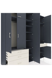 Kronos Dolap 11 Raflı 4 Çekmeceli 2 Askılı 220x59x243 Antrasit-Antrasit/Aytaşı
