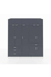 Kronos Dolap 11 Raflı 4 Çekmeceli 2 Askılı 220x59x243 Antrasit-Antrasit/Antrasit