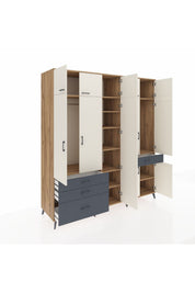 Kronos Dolap 11 Raflı 4 Çekmeceli 2 Askılı 220x59x243 - S784M055V23C