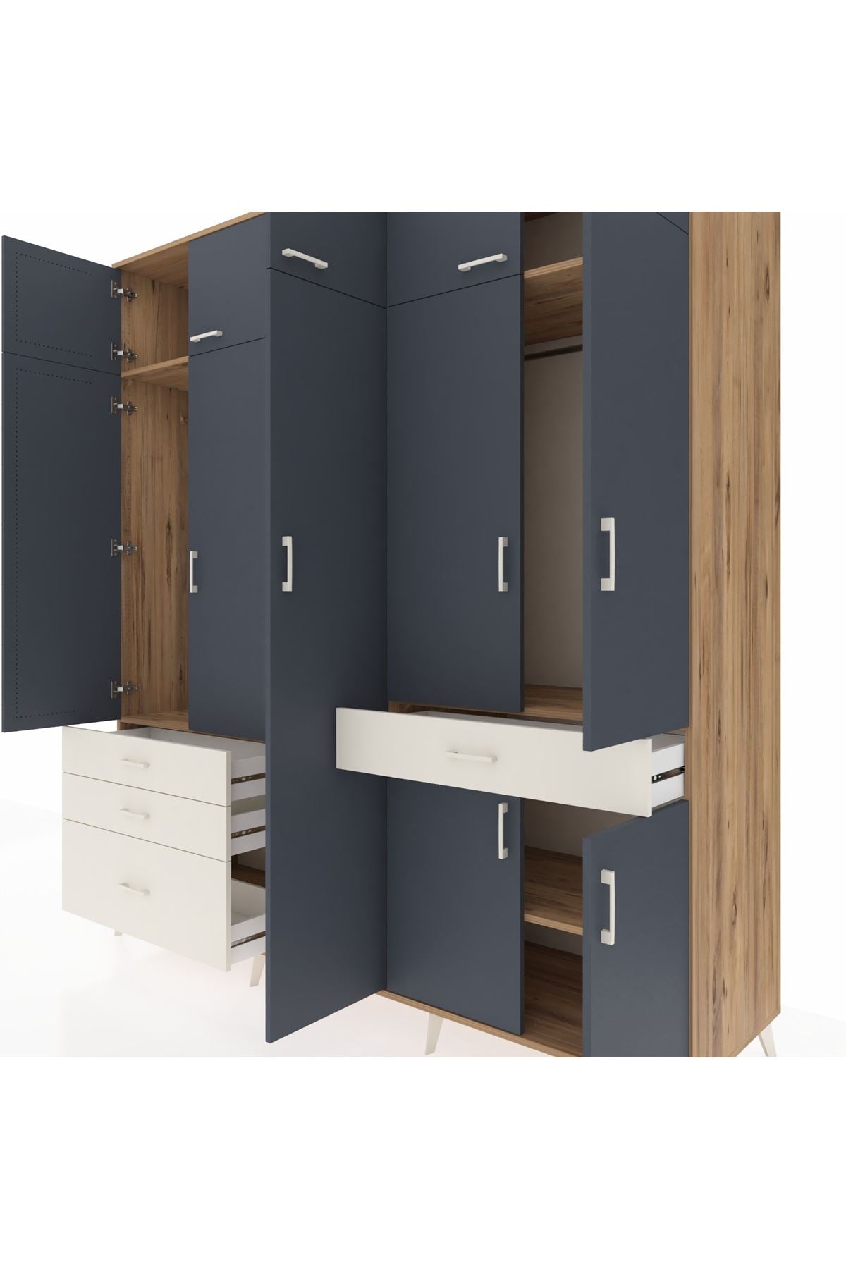 Kronos Dolap 11 Raflı 4 Çekmeceli 2 Askılı 220x59x243 - S784M055V25C