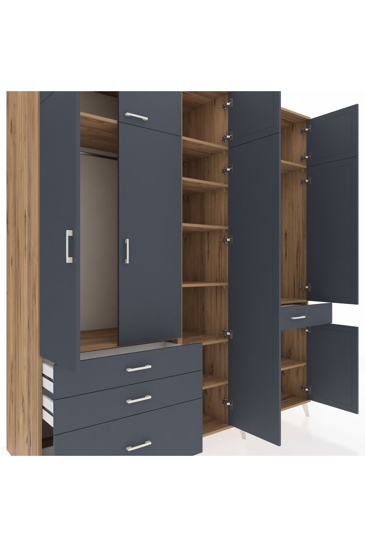 Kronos Dolap 11 Raflı 4 Çekmeceli 2 Askılı 220x59x243 - S784M055V26C