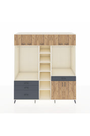 Kronos Dolap 11 Raflı 4 Çekmeceli 2 Askılı 220x59x243 Aytaşı-Çam/Antrasit