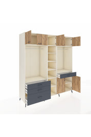 Kronos Dolap 11 Raflı 4 Çekmeceli 2 Askılı 220x59x243 Aytaşı-Çam/Antrasit