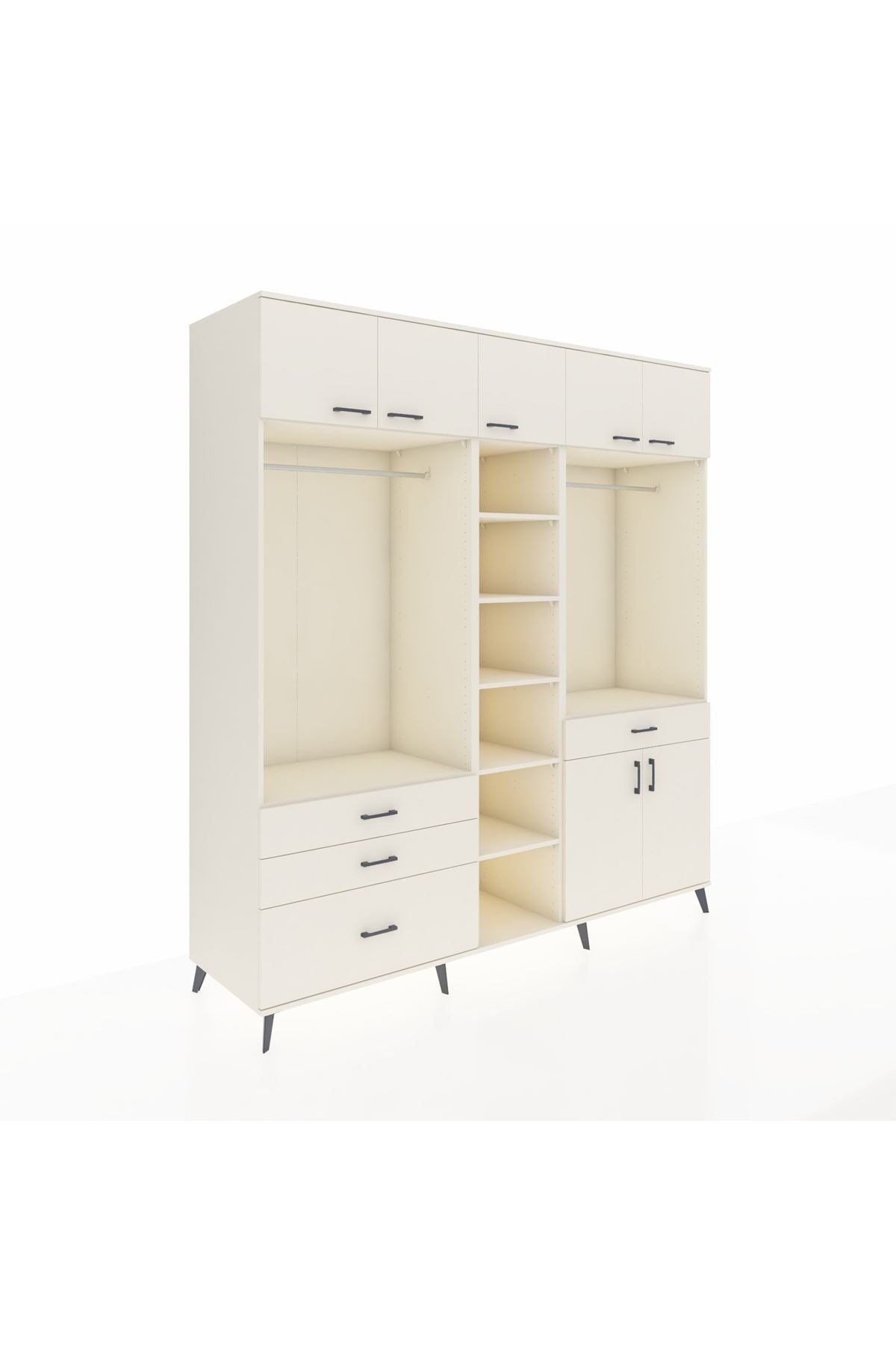 Kronos Dolap 11 Raflı 4 Çekmeceli 2 Askılı 220x59x243 Aytaşı-Aytaşı/Aytaşı