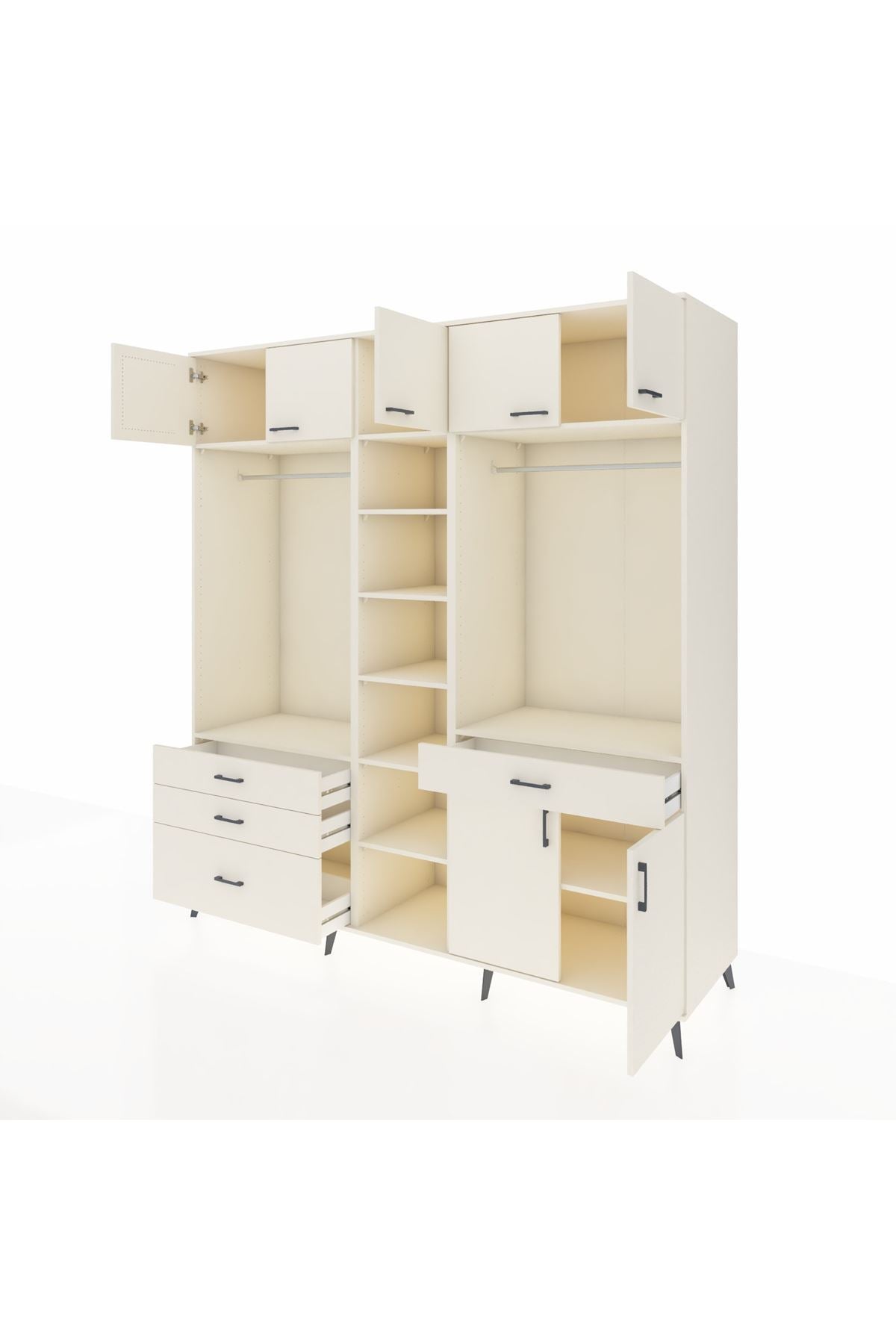 Kronos Dolap 11 Raflı 4 Çekmeceli 2 Askılı 220x59x243 Aytaşı-Aytaşı/Aytaşı