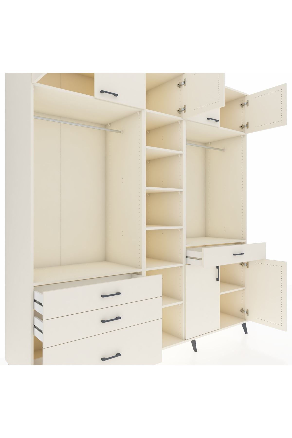 Kronos Dolap 11 Raflı 4 Çekmeceli 2 Askılı 220x59x243 Aytaşı-Aytaşı/Aytaşı