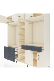 Kronos Dolap 11 Raflı 4 Çekmeceli 2 Askılı 220x59x243 Aytaşı-Aytaşı/Antrasit