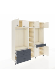 Kronos Dolap 11 Raflı 4 Çekmeceli 2 Askılı 220x59x243 Aytaşı-Aytaşı/Antrasit