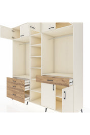 Kronos Dolap 11 Raflı 4 Çekmeceli 2 Askılı 220x59x243 Aytaşı-Aytaşı/Çam