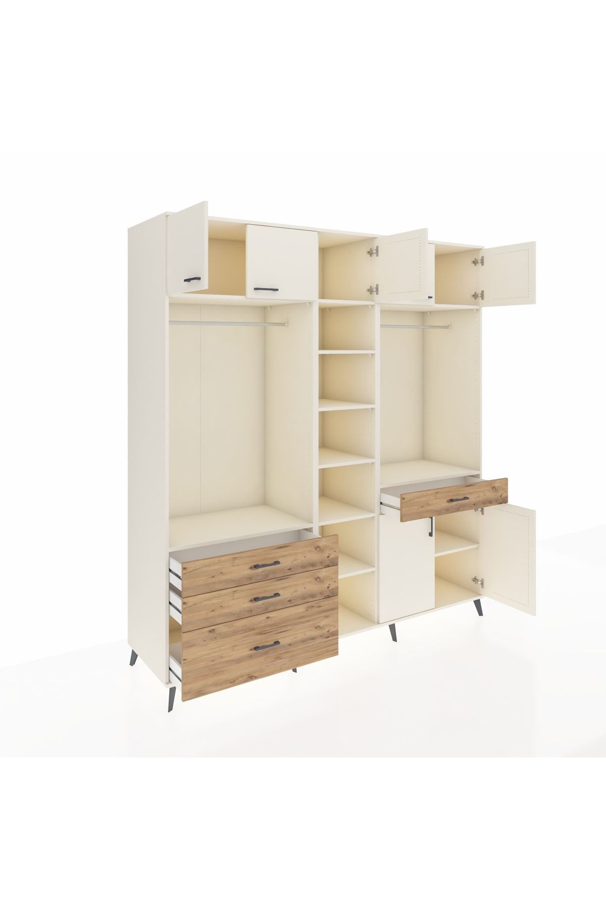 Kronos Dolap 11 Raflı 4 Çekmeceli 2 Askılı 220x59x243 Aytaşı-Aytaşı/Çam