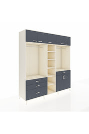 Kronos Dolap 11 Raflı 4 Çekmeceli 2 Askılı 220x59x243 Aytaşı-Antrasit/Antrasit