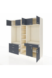 Kronos Dolap 11 Raflı 4 Çekmeceli 2 Askılı 220x59x243 Aytaşı-Antrasit/Antrasit