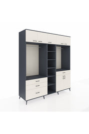 Kronos Dolap 11 Raflı 4 Çekmeceli 2 Askılı 220x59x243 Antrasit-Aytaşı/Aytaşı