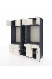 Kronos Dolap 11 Raflı 4 Çekmeceli 2 Askılı 220x59x243 Antrasit-Aytaşı/Aytaşı