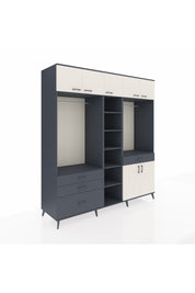 Kronos Dolap 11 Raflı 4 Çekmeceli 2 Askılı 220x59x243 Antrasit-Aytaşı/Antrasit