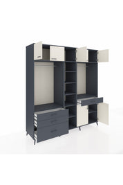 Kronos Dolap 11 Raflı 4 Çekmeceli 2 Askılı 220x59x243 Antrasit-Aytaşı/Antrasit