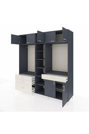 Kronos Dolap 11 Raflı 4 Çekmeceli 2 Askılı 220x59x243 Antrasit-Antrasit/Aytaşı