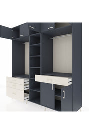 Kronos Dolap 11 Raflı 4 Çekmeceli 2 Askılı 220x59x243 Antrasit-Antrasit/Aytaşı