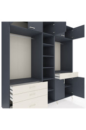 Kronos Dolap 11 Raflı 4 Çekmeceli 2 Askılı 220x59x243 Antrasit-Antrasit/Aytaşı