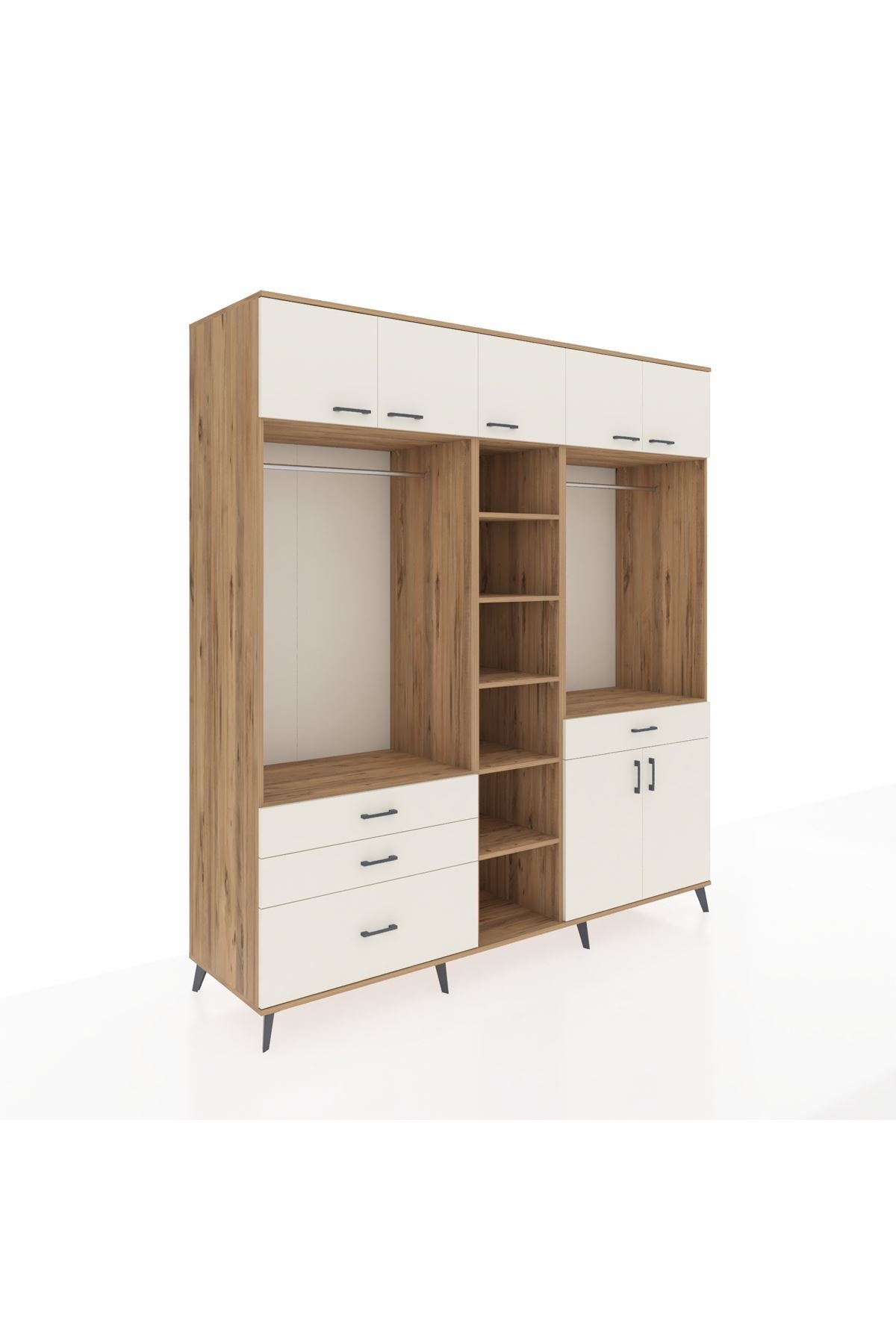 Kronos Dolap 11 Raflı 4 Çekmeceli 2 Askılı 220x59x243 - S784M056V22C